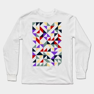 Creative Geometric Colourful Triangle Pattern Long Sleeve T-Shirt